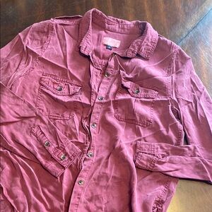 Universal Thread Men's Casual Maroon Button-Down Shirt